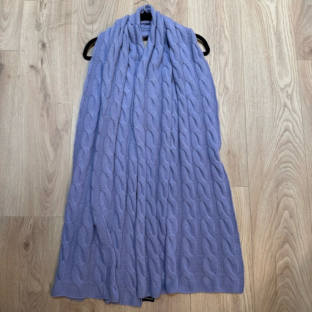 Ann Taylor Cashmere Wool & Silk Blanket Scarf periwinkle Mint Condition 20x80